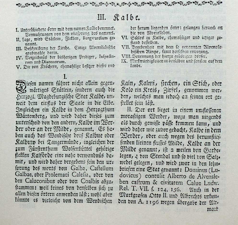 Auszug aus Beckmann 1752