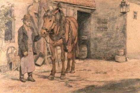 Frau Senewalds Pferd, Aquarell 1882